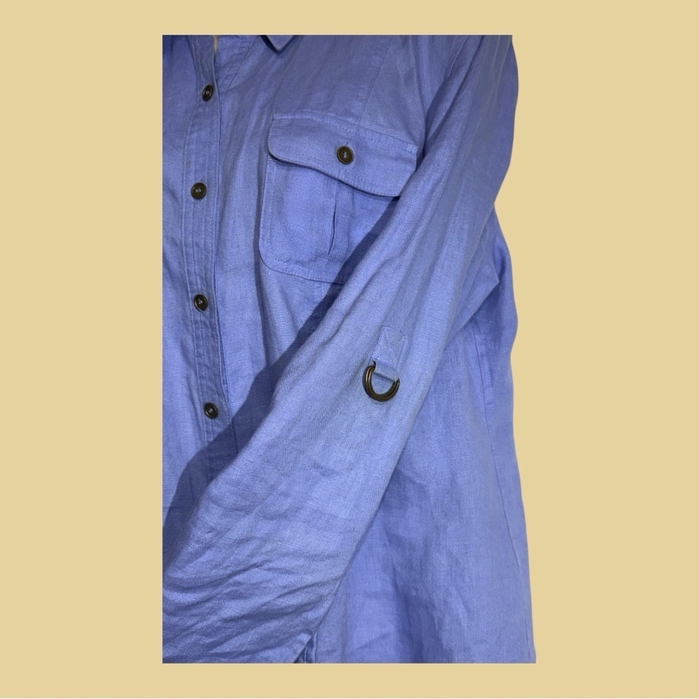 Style & Co 100% Linen Button Up Long Sleeve Shirt Sky Blue Size 12 - Picture 3 of 8
